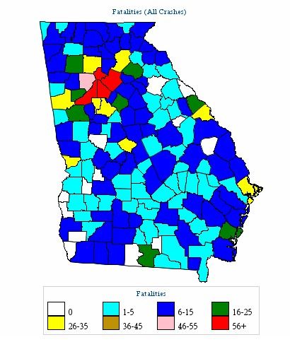 Georgia Fatal Accidents Heat Map